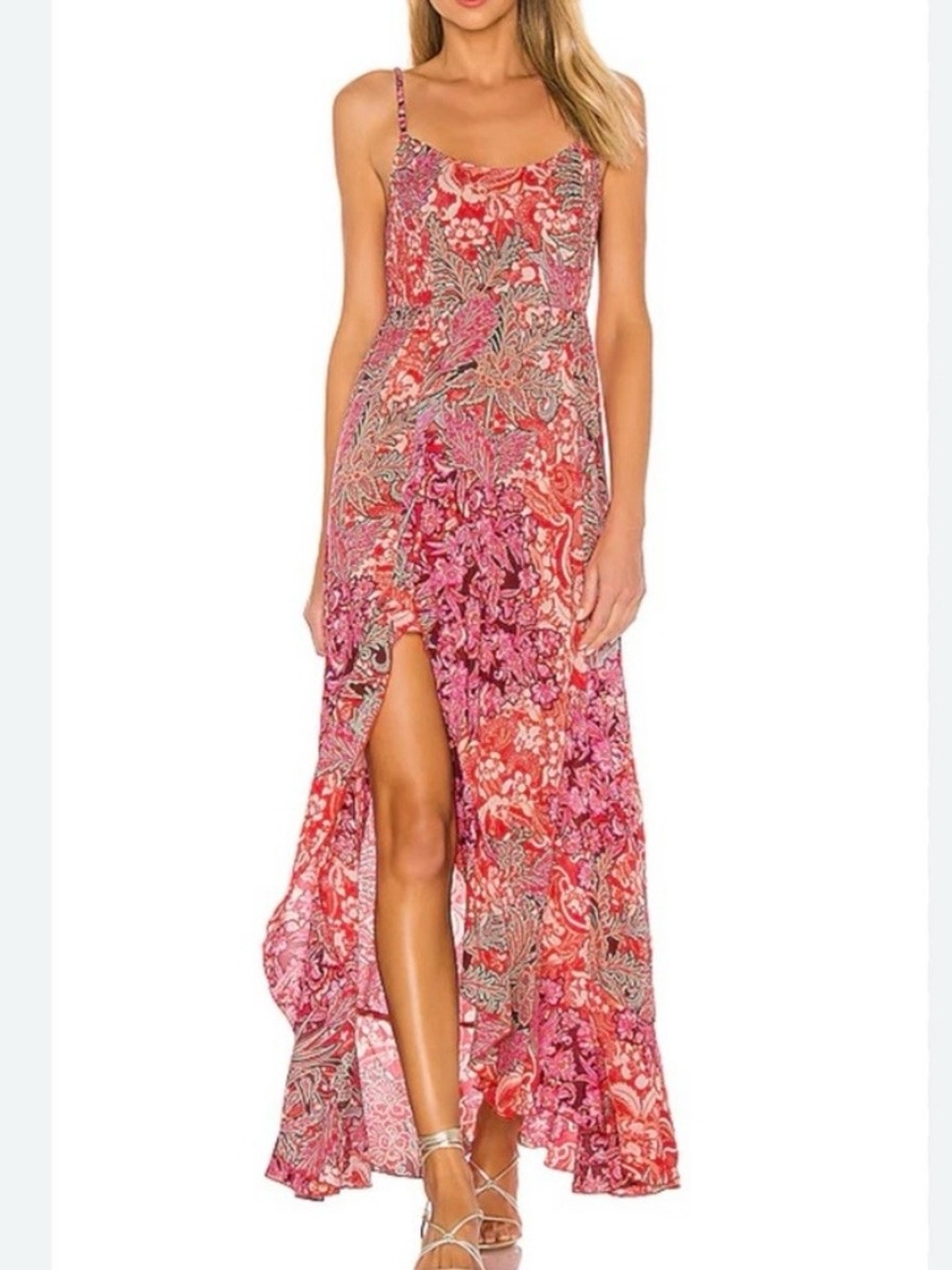 Free People Forever Yours Smocked Slip Dress Red Boho Feminine Size Medium